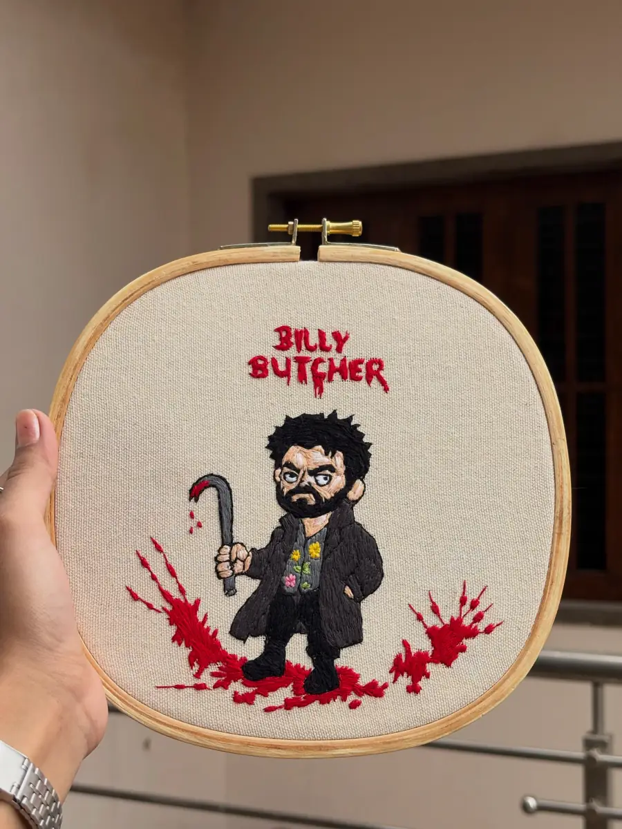 Billy Butcher, Crowbar, hand embroidery by Haré Creations