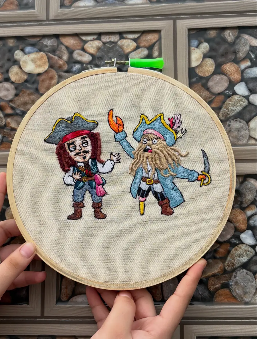 Jack & Davy Jones, hand embroidery by Haré Creations