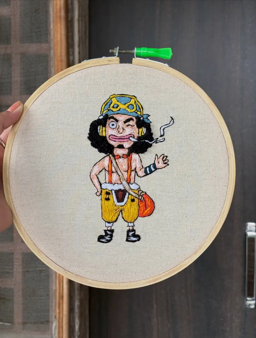 Usopp, hand embroidery by Haré Creations