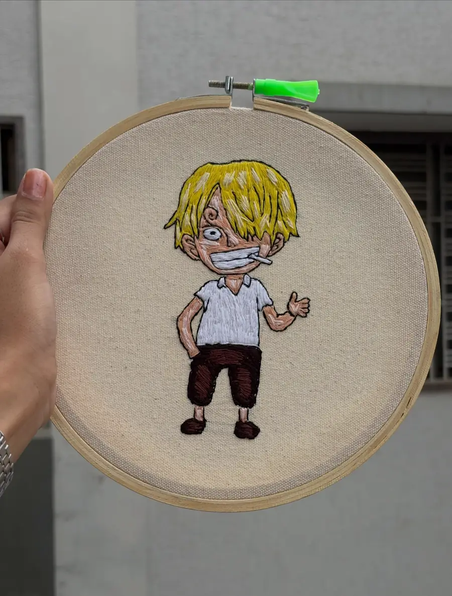 Sanji, hand embroidery by Haré Creations