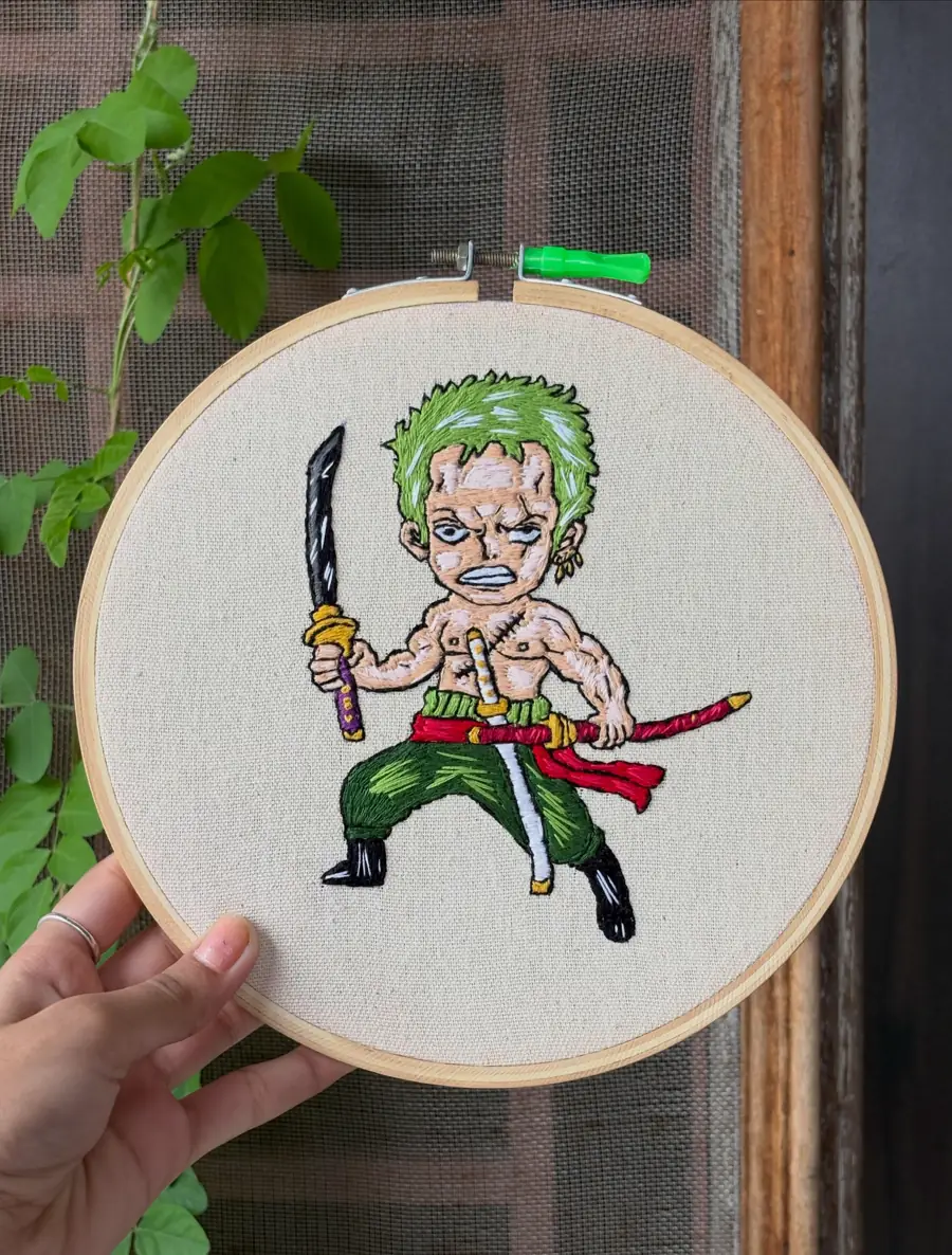 Roronoa Zoro, hand embroidery by Haré Creations
