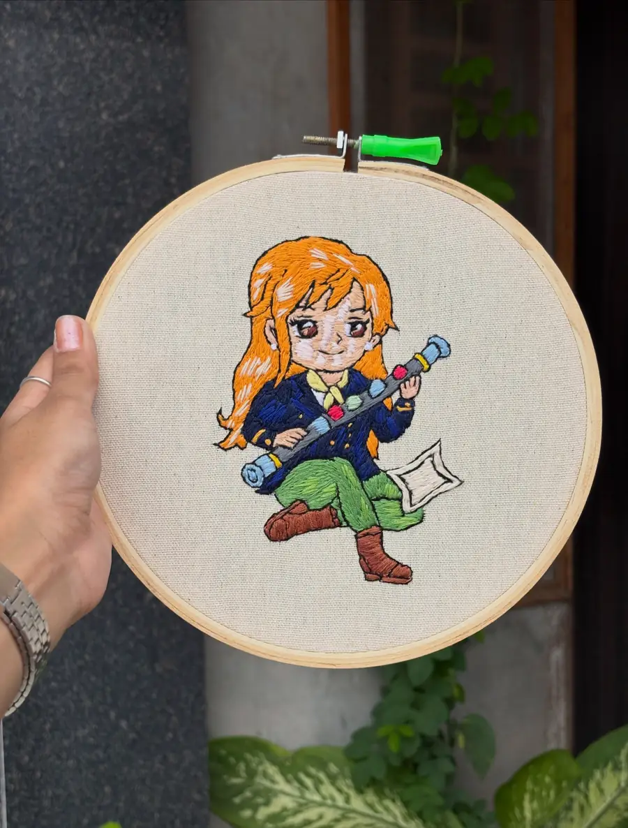 Nami, hand embroidery by Haré Creations